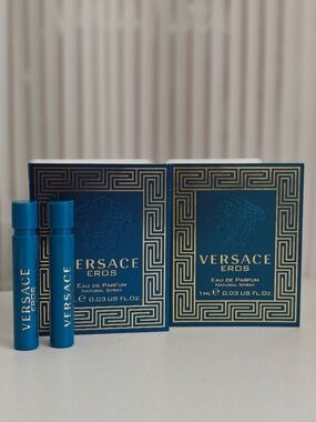 2 New Versace Eros EDP Sample Spray 1 ml/ 0.03 oz each